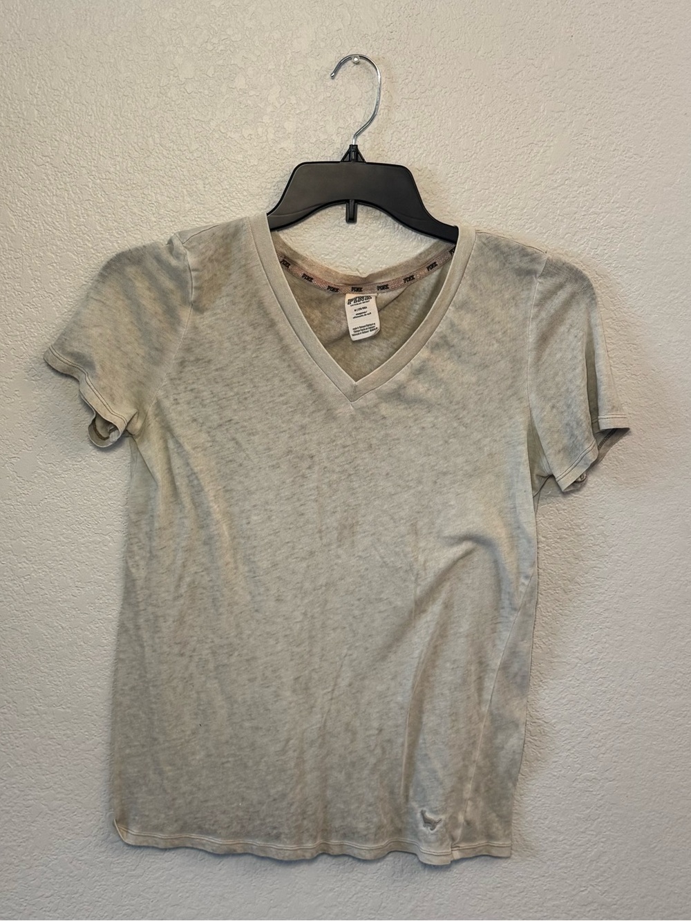 VS PINK Green Acid Wash Heathered Sleep Top V-Neck Tee M